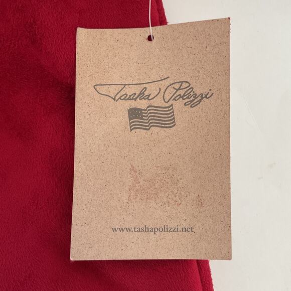 Tasha Polizzi Red Suede Moto Jacket Sz M Detachable Faux Fur Collar Asymmetrical - Picture 5 of 16